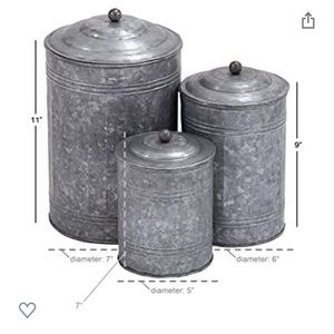Deco 79 Rustic Metal Farmhouse Galvanized Canisters, Set of 3